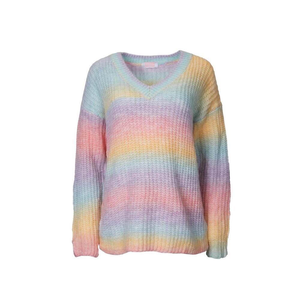 NEW ESLEY COLLECTION v-neck rainbow sweater in blush